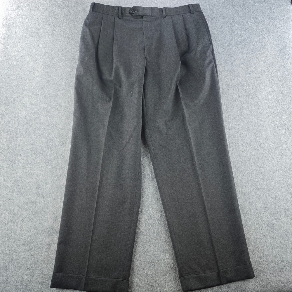Lauren Ralph Lauren Dress Pants Mens 36x30 Charcoal Gray Wool Pleated Cuffed